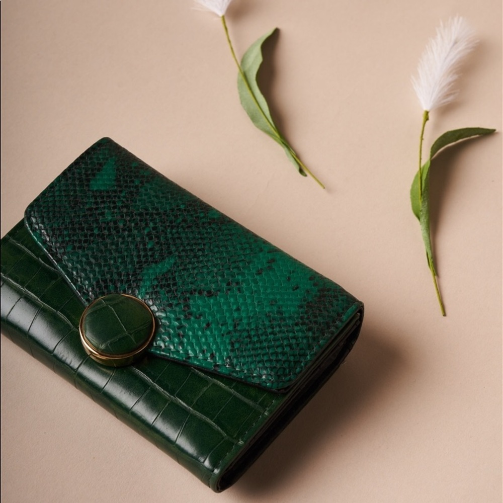 Deep Green Snake Python Three Way Wallet /1 Piece